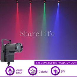 Sharelife 4 IN 1 10W RGBW Colour LED Mini Music DMX Projector Light DJ Party Home Show Wedding Background Stage lighting X-M512