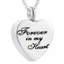 Forever in My Heart Carved Stainless Steel Keepsake Ashes Necklace Urn Pendant Variety of styles Cremation Memorial Jewellery