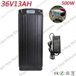 US EU No Tax 36V 500W Rear Rack Electric Bike Battery 36V 13AH /15AH Lithium ion battery with 15A BMS 42V 2A Charger.