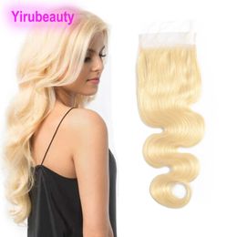 Indian Virgin Hair 4X4 Lace Closure 613# Color Body Wave Closures 10-22inch 613#