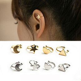 Ear Cuff Clip Star Moon Heart Triangle Ear Clip Earrings Non Piercing Ear Clip Fake Cartilage Earring Fake Piercings One Side