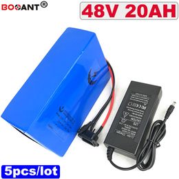 Wholesale 5pcs 48V 20AH Lithium battery for Bafang BBSHD 500W 1000W Powerful Electric bike battery 48V +2A Charger Free Shipping