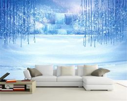 3D Wallpaper Living Room Elegant Blue Fairy Snow Scene Customize Your Premium Premium Wallpaper