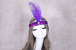 Ostrich feather sequins diamond headband feather headband indian headband hairband