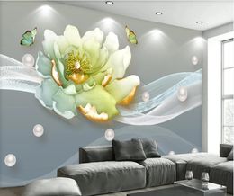 Modern minimalist takı çiçek Şakayık 3D stereo kabartma duvar kağıdı özel 3d fotoğraf tv arka plan duvar kağıtları