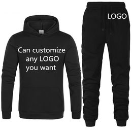 Winter Autumn warm Tracksuit Hoodies Men Custom Print Casual Sweatshirt Mens Hoodies+Pants 2Pcs HipHop Harajuku Sportswear