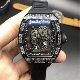 Black men's sports watches diamond case fashion boutique hot watch natural rubber strap automatic waterproof watch