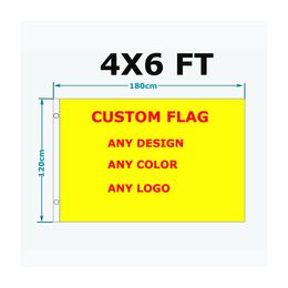 Custom 4x6ft 120x180cm Flag Banner Digital Printing 100D Polyester Advertising Outdoor Indoor High Quality Flags and Banners