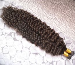 kinky curly Fusion Hair I Tip Stick Tip Keratin Machine Made Remy Pre Bonded Human Hair Extension 16"- 24" 1g/s