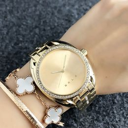 Brand Quartz wrist Watches for women Girl crystal Big letters style Metal steel band Watch M57