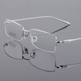Wholesale-fashion PURE titanium men style eye glasses design quality half rim optical frames TG8909 Armacoes de oculos de titanio