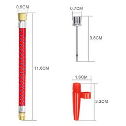 Ball Pump Needles With Nozzle Adapter And Air Hose For Inflating Football Basketball Volleyball And Inflatable Toys Color Silver Red 20PCS