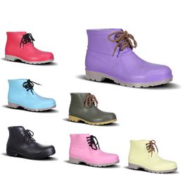 steel toed boots UK - Value PVC Rain Boots Low Labor Insurance Shoes Steel Toe Cap Black Yellow Pink Red Purple Dark Green Men Shoes 38-44