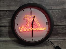 0E133 Budweiser Exotic Dancer Stripper Bar APP RGB LED Neon Light Signs Wall Clock