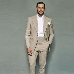 High Quality One Button Groom Tuxedos Peak Lapel Groomsmen Mens Suits Wedding/Prom/Dinner Blazer (Jacket+Pants+Tie) K365