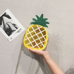 Bambini Borse 2019 nuovi coreano catena ananas trasparente piccoli sacchetti Fashion Girls PU catena cross-body Borse Regali di compleanno