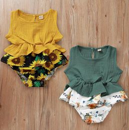 Baby Girl Clothes Sunflower Infant Girls Tutu Dress Romper Sleeveless Newborn Jumpsuit Designer Children Outfit Summer Baby Clothing DW5013