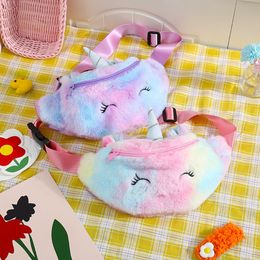 Unicorn Plush Waist Bag Cute Cartoon Kids Fanny Pack Girls Belt Bag Fashion Travel Phone Pouch Chest Bag Storage Bags KKC4137