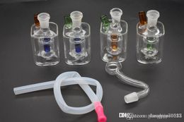 Inline Perc Glass Water Pipe Bong 10mm Ash Catchers Bong Vortex Shiny Oil Rigs Water Smoking Pipes with silicone hose