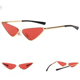 Half Frame Narrow Small Sunglasses Fashion Triangle Metal Sun Glasses Unisex Designer 8 Colours Wholesale