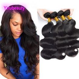 Brazilian Virgin Hair Bundles 4 Pieces/lot Natural Colour 8-30inch Body Wave Double Wefts Dyeable Weaves AN4D