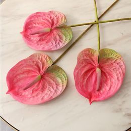 Wholesales real touch 3D printing of single stem anthurium artificial flowers 68cm height Wedding Decorative Flowers