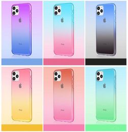 Gradient Dual Color Transparent Clear TPU Shockproof Mobile Case for iPhone 11 Pro Max XR XS MAX 8 Plus S10 Plus