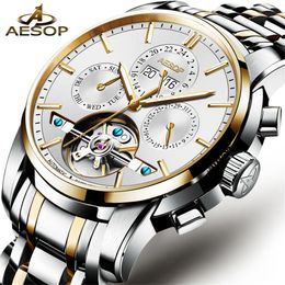 cwp 2021 AESOP Mens Watches Top Brand Luxury Automatic Mechanical Stainless Steel Tourbillon Watch Men Relogio Masculino2033