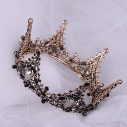 Black Evening Party Tiara Clear Crystals Austrian King Queen Crown Wedding Bridal Crowns Costume Art Deco Princess Tiaras Hair Cla342l