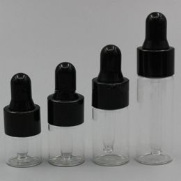 2022 bouteille d'huile essentielle 5ml verre clair Vide 1ml 2ml 3ml 5ml de Verre Bouteille Mini verre Dropper Essential Bouteille d'huile avec verre Tuyau Vial RRA2131