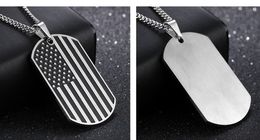 Wholesale-designer stylish cool titanium steel US Flag shield badge simple elegant men pendant necklace 55cm chain