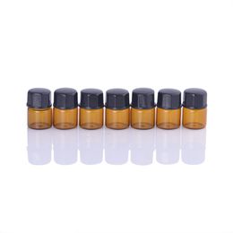 1ml (1/4 dram) Amber Glass Essential Oil Bottle perfume sample tubes Bottle with Plug and caps lin4908