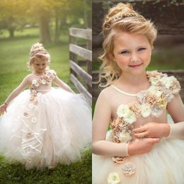 2020 Cute Embroidery Girls Pageant Dresses Children Birthday Holiday High-Low Party Dresses Teenage Princess Toddler Dresses BC3451