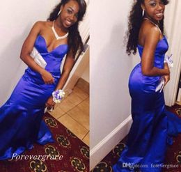 2019 New Sweetheart Mermaid Prom Dress Royal Blue Sleeveless Formal Holidays Wear Graduation Evening Party Gown Custom Made Plus Size