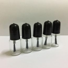 3ml Mini Glass Polish Empty Bottle With Brush Black/White Lid 16*42MM Round Clear Cosmetic Cosmetic Nail Polish Sample Containers Tube 111