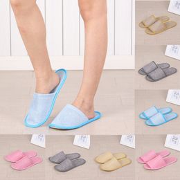 Linen Cotton Slippers Hotel SPA Home Anti-slip Guest Disposable Slippers Comfortable Breathable Men Women One-time Slipper