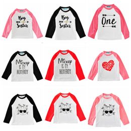 Kids Shirts Boy Letter Printed Raglan Tees Long Sleeve Girls T Shirts Round Neck Children Tops Fashion Kids Clothing 29 Designs DHW2312