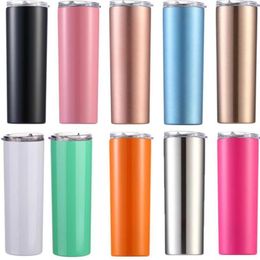 Water Bottle Insulated Tumbler Stainless Steel Thermos Cups Vacuum Beer Coffee Mug Lids Straws 20Oz Double Layer Drinkware 22 Colors C6852
