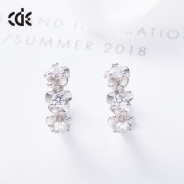 Fashion-Euro-American Wind 925 Silver Romantic Flower Earrings Swarovski Crystal Elegant Earrings