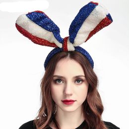 American flag bunny ear girls hair sticks United States Independence Day sequined headband fashion hair accessories