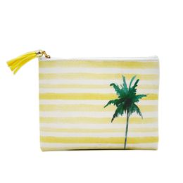 3pcs Cosmetic Bags Women PU Waterproof Stripes Watermelon Fruit Patten Flap Zipper Clutch Bag With Tassel 4colors