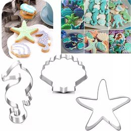 Children's Day Marine Life Cookie Cutter Stainless Steel Fondant Cutter Baking Cookie Mould Biscuit Mould Biscuit Printing Tools