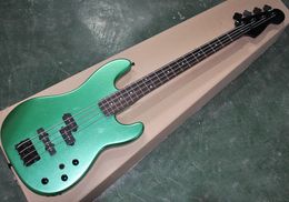 Factory Direct Sale 4 Strings Metallic Green Electric Bass Guitar with 3 Pickups,Rosewood Fingerboard,Black Hardware