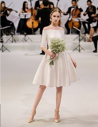 New Simple A-line Knee Length Short Wedding Dress Off the Shoulder Half Sleeves Bride's Informal Wedding Gowns Custom Made