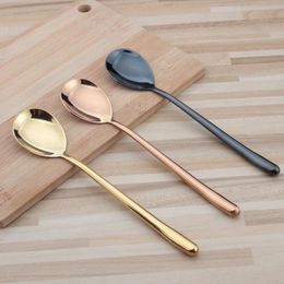 19.5cm Stainless Steel Coffee Spoon With Long Hollow Handle Kitchen Coffee Teaspoon Soup Spoon Ice Cream Dessert Tea Spoons SN2301