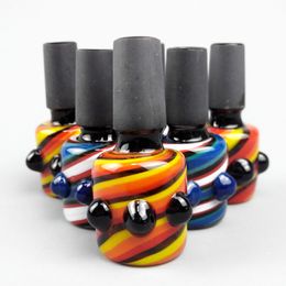 14mm glass bowl swirly bowl glass slide smoking accessories Colour mix bong male piece for Water Pipe Dab Rig Smoking Bowls