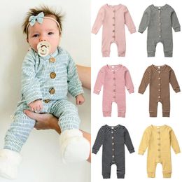 Baby Girls Boys Striped Rompers Infant Stripe Jumpsuits Boutique Children Knitted Warm Outfits Kids Climbing Clothes M676