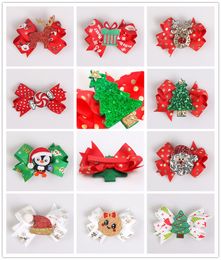 Christmas Style Hair Clips Fashion Baby Hairpins 20pcs Children Santa Claus Barrettes Snowman Penguin ChristmasTree Bow Hair Accessories