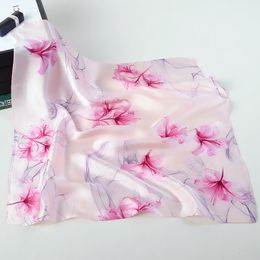 2019 new mulberry silk Ms. 53cm plant leaves flower pattern small scarf small square scarves