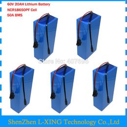 60V 20AH Lithium ion battery pack 60V 20.3AH Use for panasonic 29PF 18650 cells with 67.2v 5A Charger 50A BMS 5PCS Wholesale